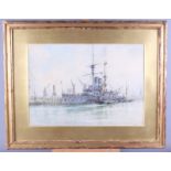 N B Severn: 20th century watercolour, HMS Britainnia Embarking Ammunition, signed and dated, 14" x