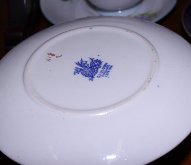 A collection of various English porcelain coffee cans and saucers, including Royal Worcester "Blue - Image 7 of 8