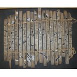 A Japanese Surmi wooden wall hanging, "Words, Words, Words, Mere Words", from Troilus & Cressida,