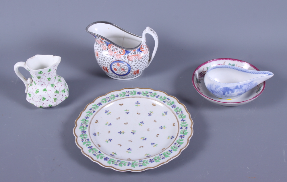 A quantity of late 18th/early 19th century English porcelain, including a Caughley scalloped edge