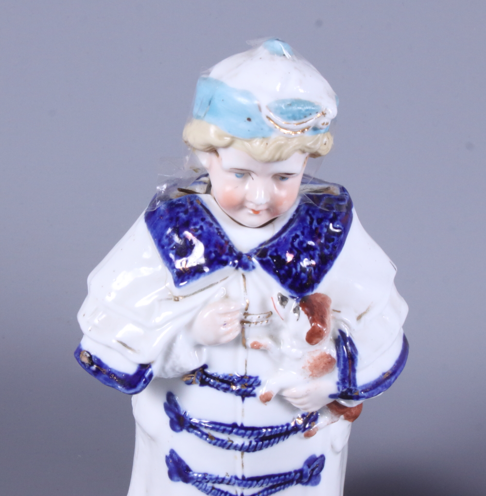 A pair of early 20th century German porcelain nodding dolls, 6 1/2" high - Image 3 of 4