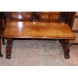 A Victorian mahogany low table, on scroll end supports, 42" long