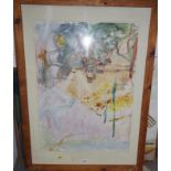 Ione Parkin: oil on paper, "Intimate Space", May 1988, 30" x 22", in pine frame, and an oil on