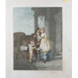 A set of seven colour mezzotints, London market scenes, in Hogarth frames