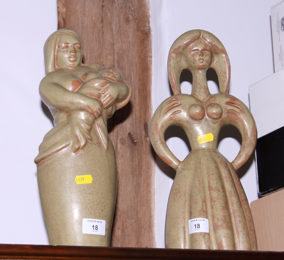 Eric Griffiths: a Fulham Pottery ceramic figure, "Priscilla", and one other