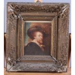 After Rubens: watercolours on ivory, a portrait miniature of the artist, 4 1/2" x 3 3/4", in gilt