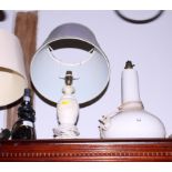 A brass oil lamp and a number of other table lamps, various