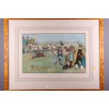 After Cecil Aldin: a set of four prints from the series Bluemarket Races, "Arrival on the