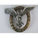 A WW2 Nazi German Pilot's Observer Badge; "C.E. Juncker Berlin SW88" verso; 5.4cm long.