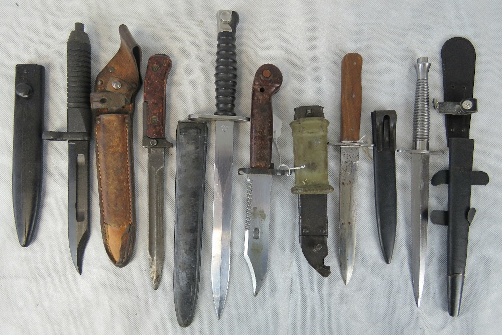 An assortment of bayonets and fighting knives (six items).