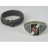 A Nazi German SS ring with black,