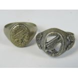 Two Nazi paratrooper, white metal rings; with no markings.