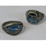 Two WW2 Luftwaffe rings both with blue and black enamel detail;