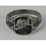 A good quality reproduction Nazi German Iron Cross ring; a/f with split band.