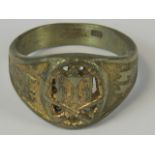 A Nazi German SS Ground Assault ring; stamped "Veljenset Sundovist" and "900" inside band.