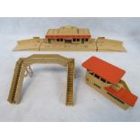 A Hornby Dublo station platform, footbridge & signal box.