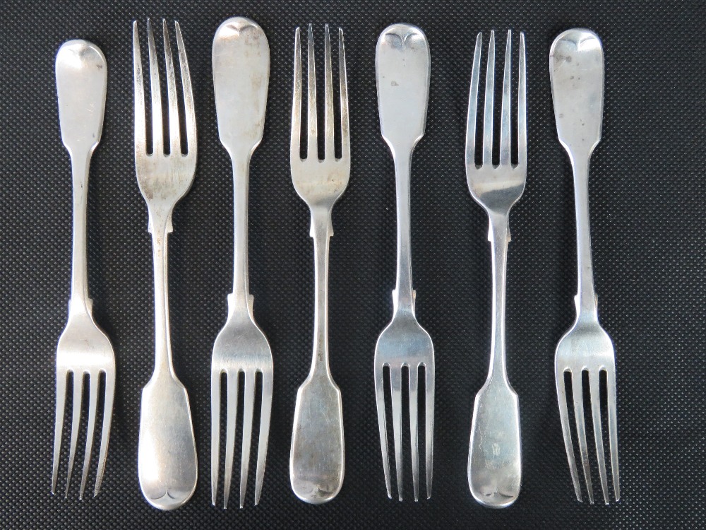 Seven Victorian HM silver forks, 10.36ozt.