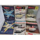 Six original 1950s/60s Car show guide magazines: The Motor 1954, 1960, 1962; Autocar 1954, 1964,