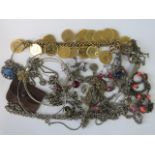 Vintage costume, white metal and silver jewellery including; bracelet stamped 925,