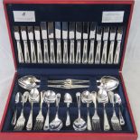 A fine 60 piece (eight setting) boxed silver plated Sheffield made canteen of cutlery.