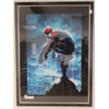 A large Spiderman framed print by John Romita and John Romita Jnr (racognised as making spiderman a