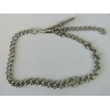 A HM silver Albert chain with dog clasp and T-bar, 1.