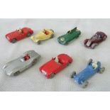 Seven vintage die-cast metal model cars including Britains; Lesney models;
