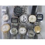 A collection of various wristwatches and watch heads including Timex; a/f.