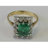 A 9ct gold Russian diopside and cz ring,