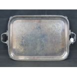 A large silver-plated two-handled serving tray 62cm x 37.