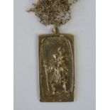 A 9ct gold St Christopher pendant (2.5 x 1.4cm) on a 9ct gold fine link chain, 3.