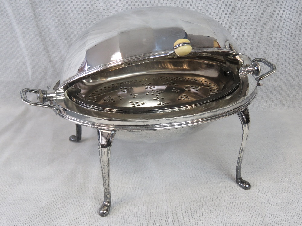 A silver plated breakfast tureen with domed lid made by William Hutton and Sons,