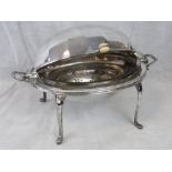 A silver plated breakfast tureen with domed lid made by William Hutton and Sons,