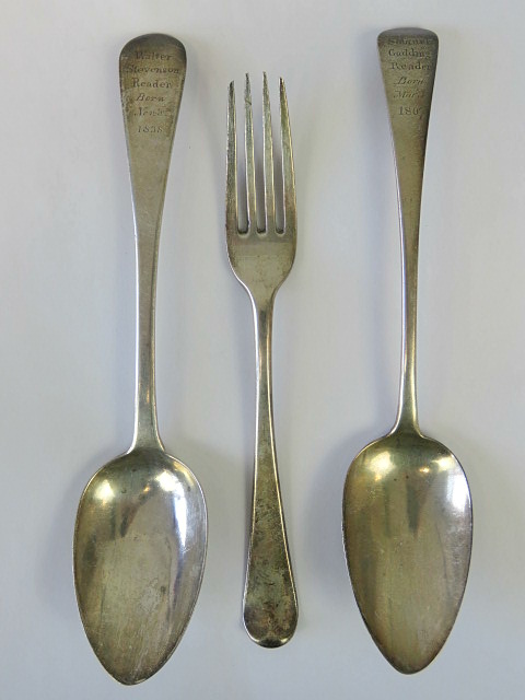 A good HM silver George III table fork, London 1791,