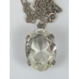 A Scottish HM silver and quartz pendant, oval clear quartz 2.5 x 1.