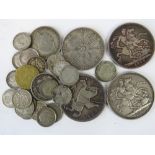 A quantity of full silver coinage; three crowns (1887-1890),