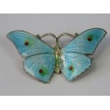 A HM silver enamelled butterfly brooch, Birmingham 1942, 4cm wide.