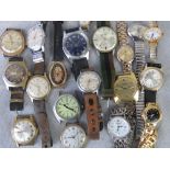 A collection of various ladies and gentlemen's wristwatches and watch heads including Ingersoll and