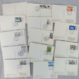 Fifty-six first day of issue postcards (1980-1981) and three first day of issue Jersey Christmas