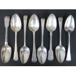 Eight HM silver Victorian and Georgian tablespoons, 9.