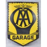 An original vintage tin-plate enamelled AA garage sign 78cm x 55.