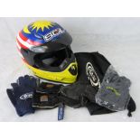 A pit crew mechanic's helmet used by Tomy Mathen George from the team A1 Malaysia which competed in
