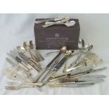 A set of Mappin & Webb "Mappinplate" flatware: 8 knives; 8 forks; 8 desert spoons; 8 desert forks;