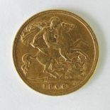 A 22ct gold 1906 Edward VII half sovereign, 4g.