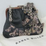 Karen Millen; a vintage ladies evening bag having beaded butterfles and single loop handle,