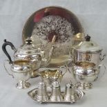 A collection of plated wares: a set with teapot,