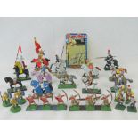 A collection of predominantly "Games Workshop" plastic medieval mounted knights many detached