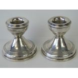 A pair HM silver of short candle holders, hallmarked Birmingham 1966 - Robert Pringle & Sons,