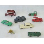 Five vintage Lesney die-cast model vehicles together with a Budgie model steam roller and two other