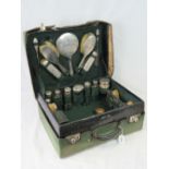 A vintage ladies travelling case by Barlow & Co with HM silver contents;